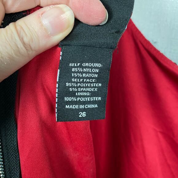 Torrid x Rebel Wilson Red&Black Lace Peplum Sheath Midi Dress Sz.26W - Picture 13 of 15